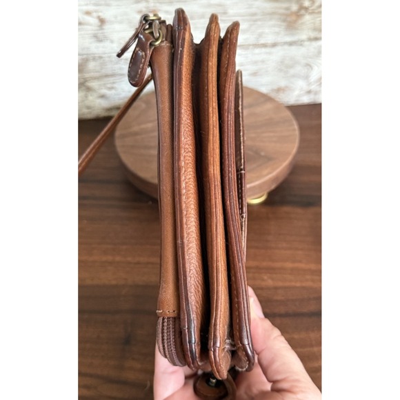 Fossil‎ Brown Leather Small Purse Crossbody Flap Zipper Handbag Travel - Picture 8 of 13